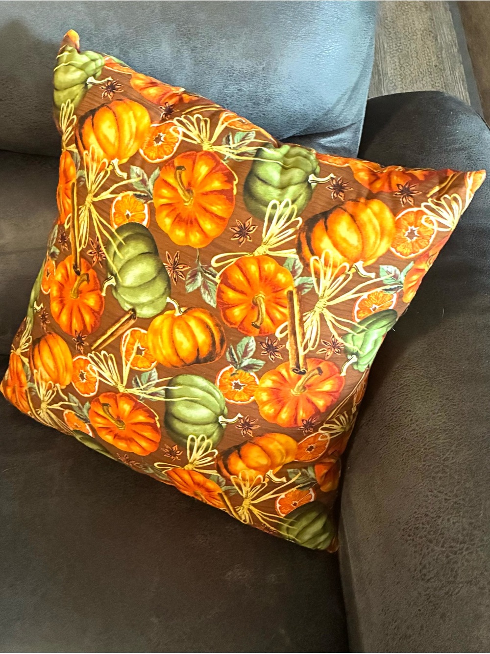 Autumn Pumpkin Decorative Pillow - Orange & Green